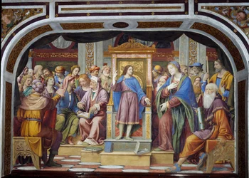 Der Disput im Tempel oder Christus unter den Schriftgelehrten, 1525